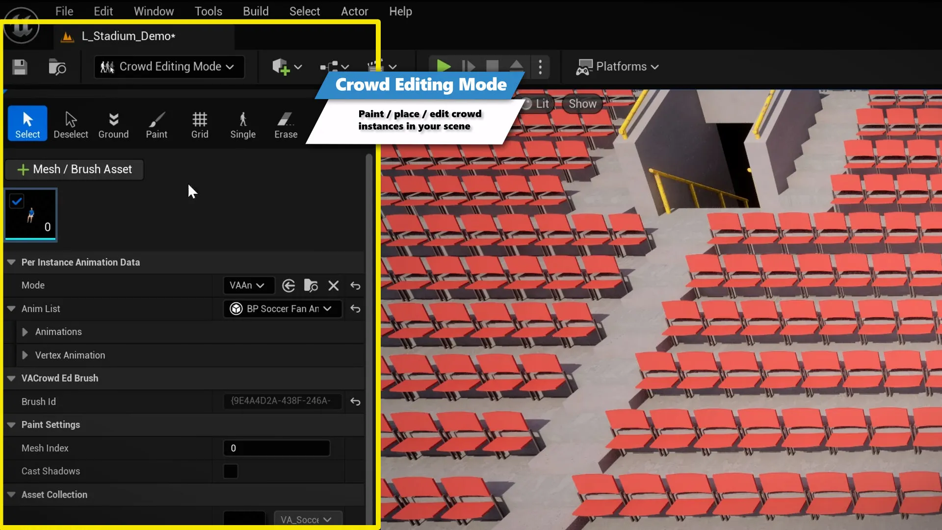 Vertex Animation Studio in Unreal Engine 5: GPU-instanced animated crowd (screenshot 3)