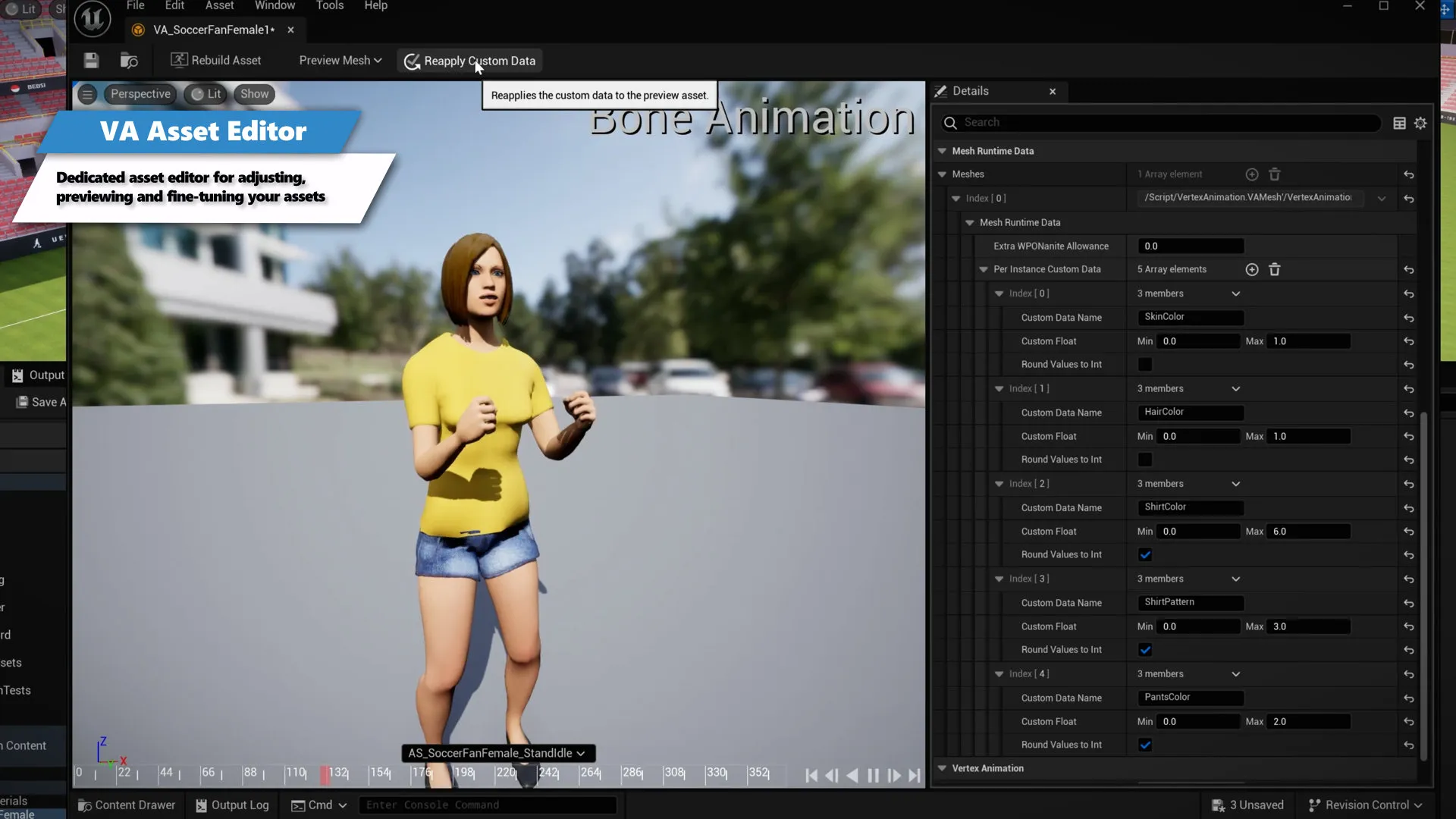 Vertex Animation Studio in Unreal Engine 5: GPU-instanced animated crowd (screenshot 10)
