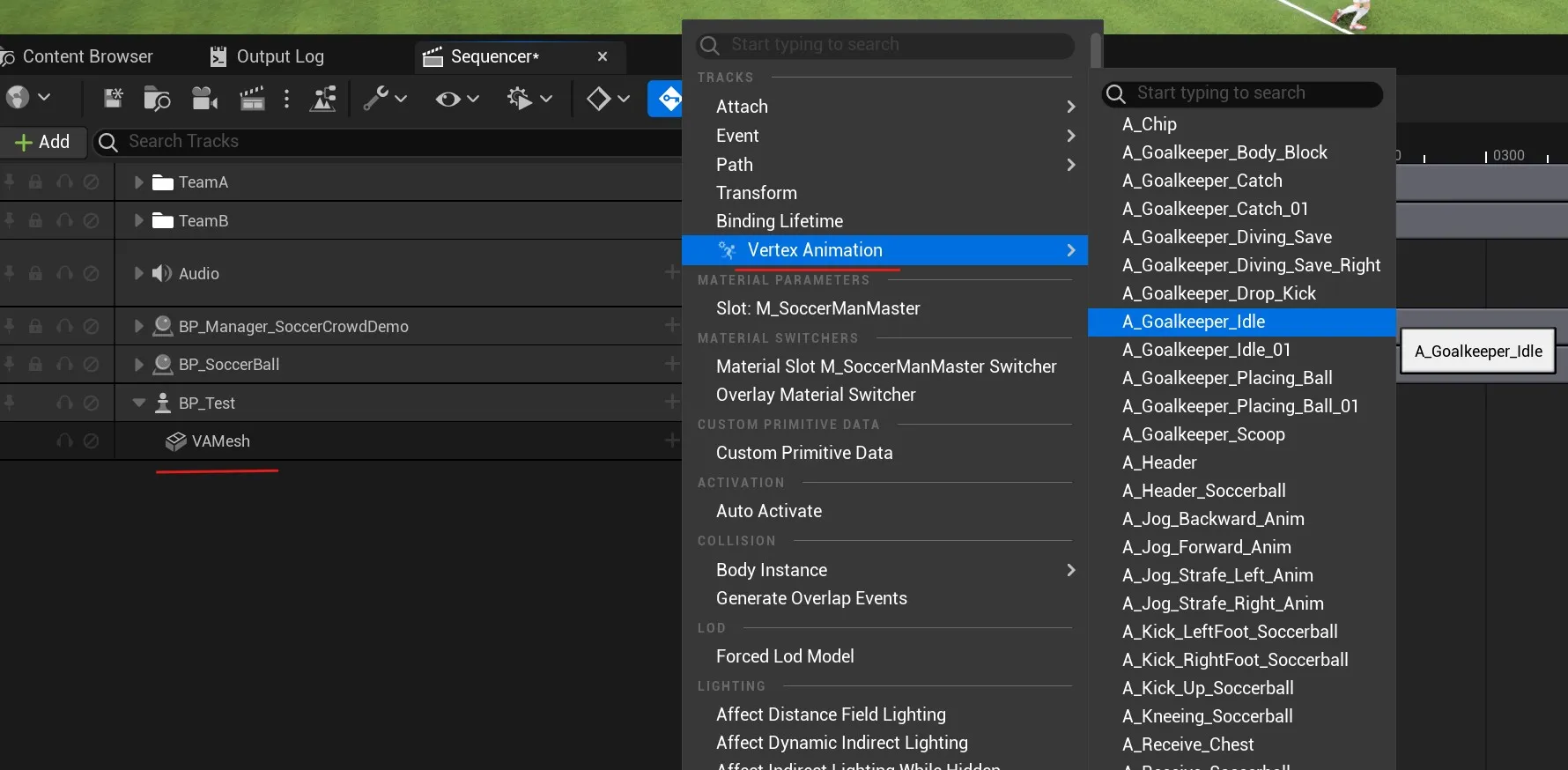Adding VA Animation Track